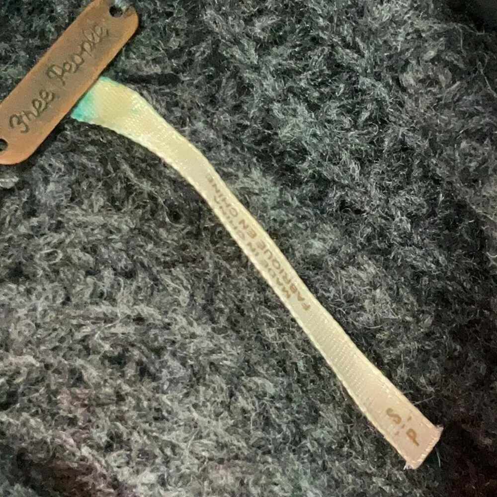 Free People Gray Need It Now Lambswool Turtleneck Sweater S Split Back Small - Picture 6 of 7